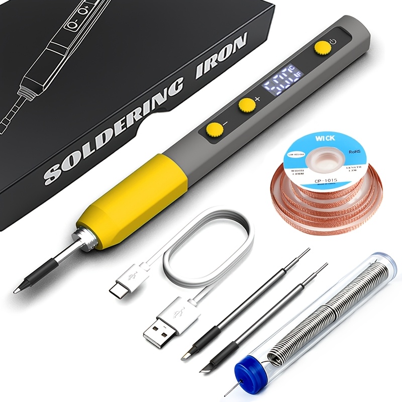 Diy Electronics Organizer - หัวแร้งบัดกรีแบบดิจิทัล พร้อมจอแสดงผล USB, 200-500 ℃ อุปกรณ์เสริมอเนกประสงค์