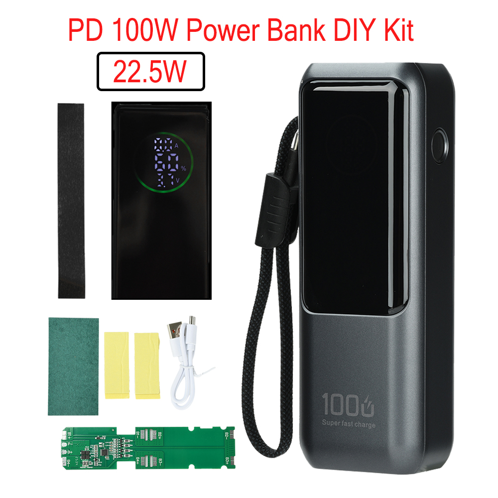 Learn Diy Electronics - ชุดพาวเวอร์แบงค์ชาร์จเร็ว PD 100W พร้อมแบตเตอรี่ 21700 จำนวน