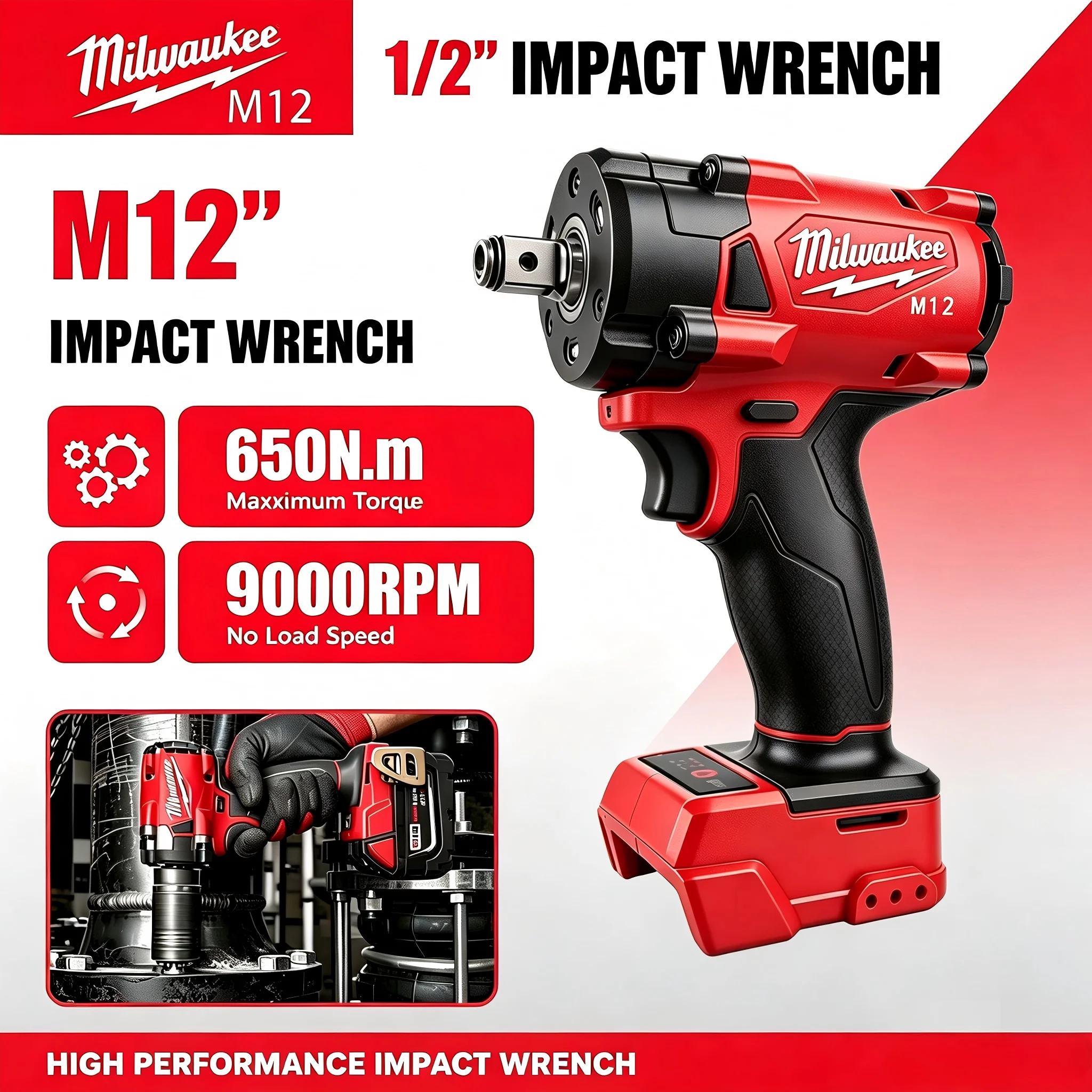 Milwaukee Drill M18 Fuel - มิลวอกี M12 1/2' M18 FUEL ประแจกระแทกไร้สายแบบไม่มีแปรงถ่าน
